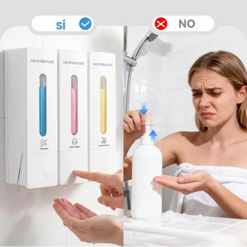 Vista 5 de Shower Soap Dispenser Bathroom Accessories Set Wall Mounted No Drill White