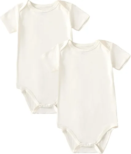 Vista 8 de DEFAHN Viscose from Bamboo Baby Bodysuits 2 Pack, Baby Onsies 0-24M Negro
