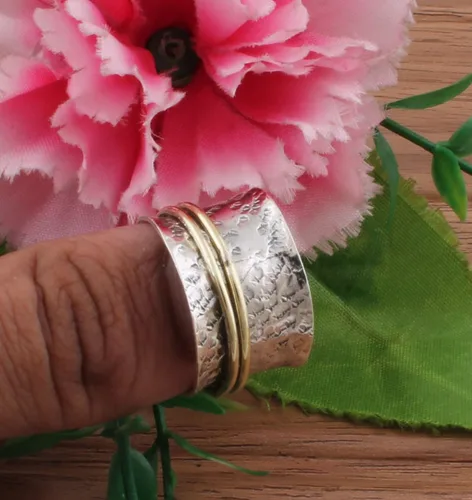 Vista 22 de Boho Spinner Ring, Mothers Day Gift, Silver 925 Women Ring, Sterling Silver 925 Ring, Fidget Spinner Ring,Women Silver Anxiety Ring