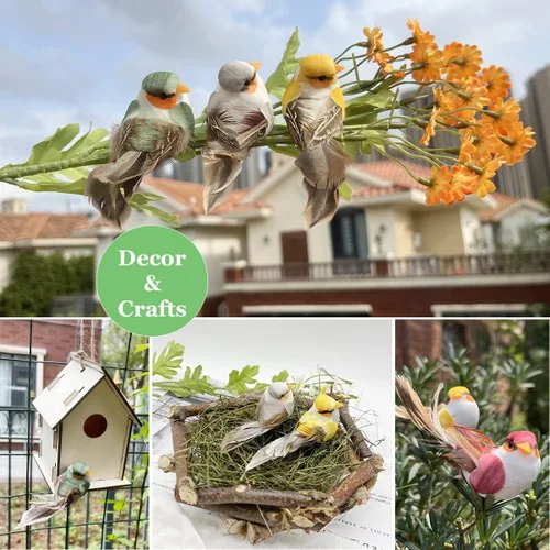 Vista 5 de LWINGFLYER 12 piezas de plumas de espuma artificial, mini adornos decorativos para coronas, manualidades, decoración de árbol de Navidad, arreglos