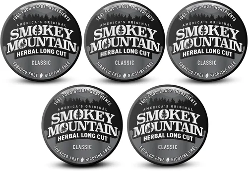 Vista 10 de Smokey Mountain - Tabaco a base de hierbas de corte largo – Menta ártica – Caja de 5 latas - Rapé sin tabaco y sin nicotina