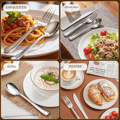 Vista 7 de 180 cubiertos de plástico plateado – cubiertos de plástico plateado – cubiertos de plástico elegante resistente – 60 tenedores, 60 cuchillos, 60