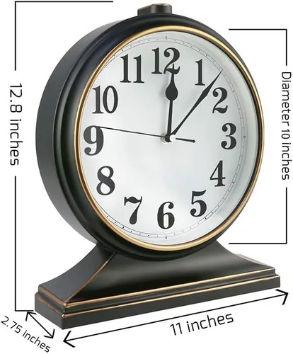 Vista 4 de Reloj de mesa moderno con esfera silenciosa, sin tictac, de 10 pulgadas, transparente y fácil de leer, utilizado para sala de estar, decoración