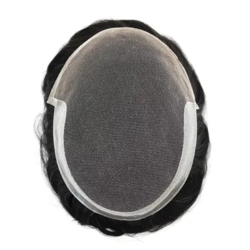 Vista 3 de FACE MIRACLE - Tupé de encaje frontal francés para hombres, postizos, sistemas de reemplazo de cabello humano con PU para hombre, prótesis