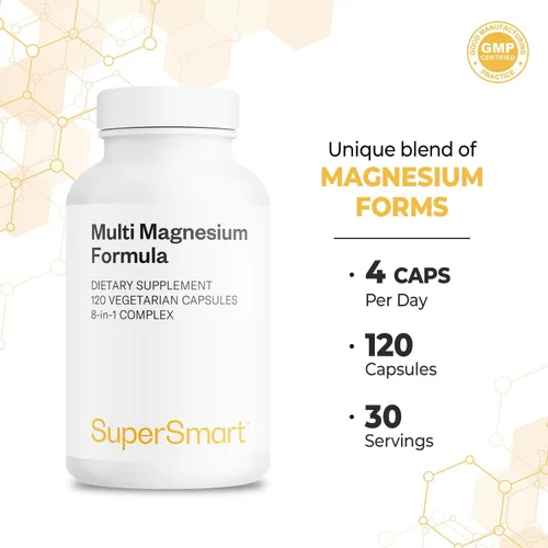 Vista 5 de SuperSmart Fórmula de magnesio múltiple (anteriormente Optimag) – 8 formas activas de espectro completo – Lucha contra la deficiencia de magnesio