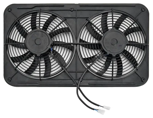 Vista 2 de JEGS Conjunto de ventilador eléctrico dual, ventiladores duales de 12 pulgadas de diámetro, perfil bajo, diseño silencioso de hoja en S, flujo