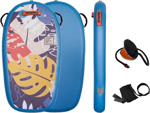 Vista 8 de FunWater Body Board - Tabla de cuerpo de playa - Tablero de PVC ultraligero para playa y piscina, con correas de muñeca envolventes, plegable