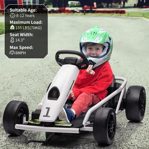 Vista 47 de Go Kart alimentado por batería de 24 V para niños de 8 a 15 años Azul