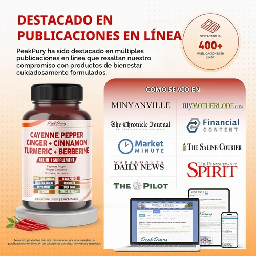 Vista 6 de Pimienta de Cayena, Jengibre, Cúrcuma, Berberina - Digestión, Apoyo para la Salud Intestinal