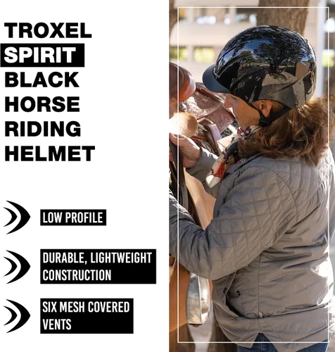Vista 2 de Troxel Spirit Duratec Casco de equitación de cobertura completa, diseño ajustable de perfil bajo, equipo de equitación de seguridad