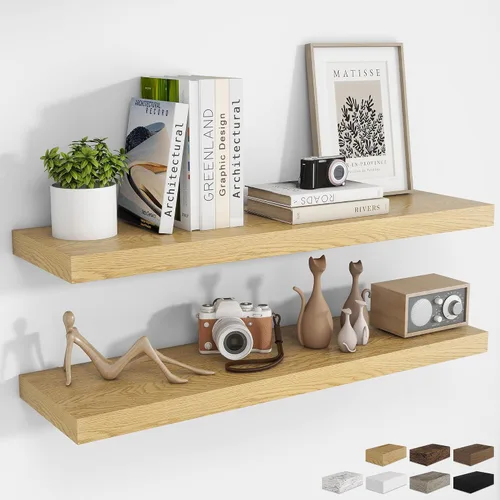 Vista 67 de RICHFOCUS Estantes flotantes de 8 pulgadas para estantes cuadrados de pared para dormitorio, cocina, baño, estante flotante de madera rústica