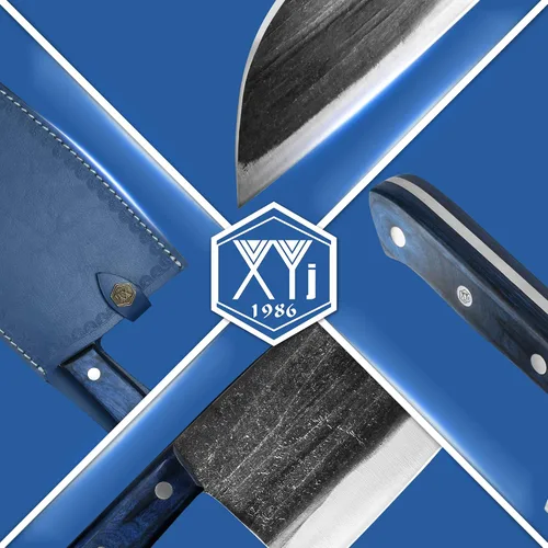 Vista 2 de XYJ Cuchillo de carnicero forjado hecho a mano Cuchillo de chef serbio Cuchillo de acero inoxidable para carne y verduras Cuchillo de camping