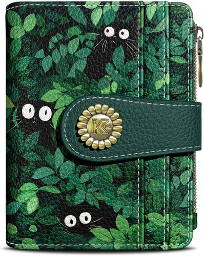 Vista 21 de Kelvoris Cartera pequeña Rfid para mujer, plegable, con cremallera, bolsillo para monedas, piel sintética, compacto, para tarjetas de crédito
