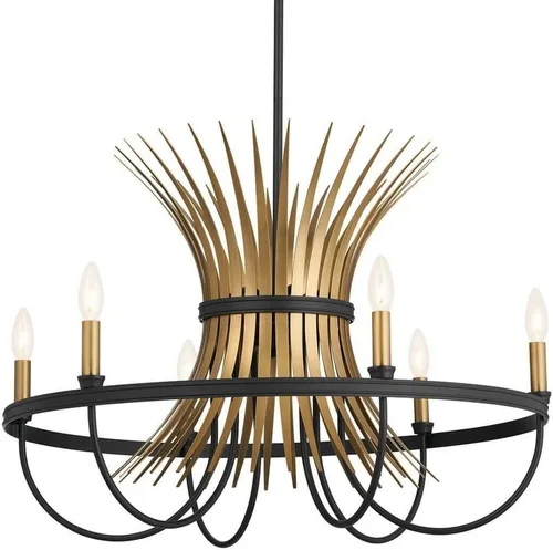 Vista 8 de Kichler Baile - Candelabro de 6 luces de 29 pulgadas en latón natural y negro