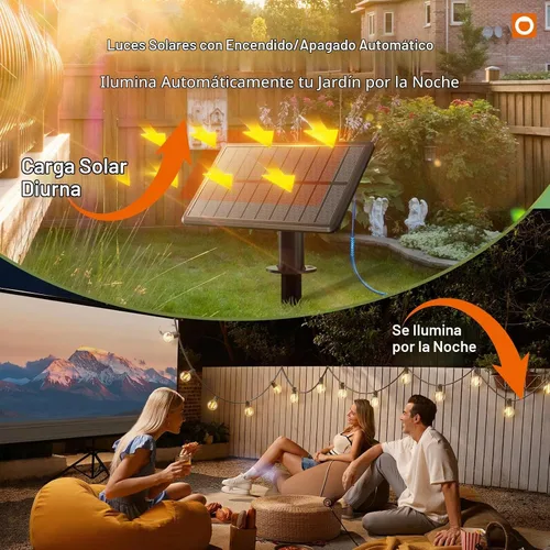 Vista 8 de addlon Cadena de luces solares para exteriores de 25 pies con alimentación solar, resistente al agua con control remoto, cadena de luces solares