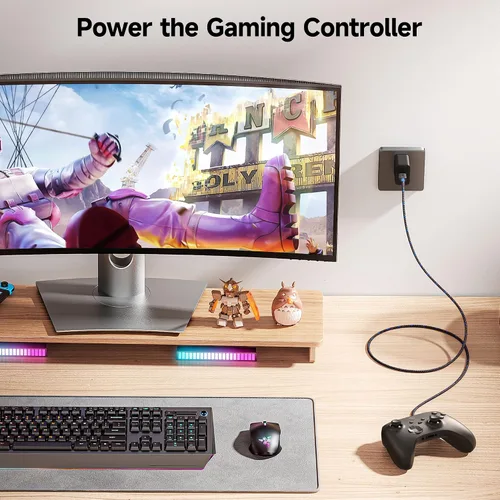 Vista 5 de Cable Matters Cable trenzado USB C a micro USB – 1 pie, [carga de 3A/15 W, datos de 480 Mbps] cable microUSB a USBC, cable Micro-B 2.0