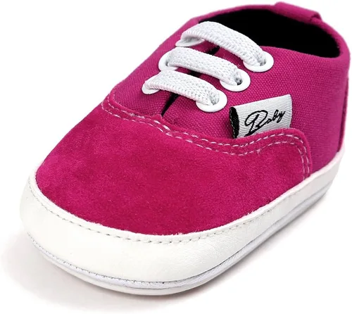 Vista 2 de Unisex Baby Girls Boys Shoes Infant Canvas Sneakers Anti-Slip Rubber Sole Newborn Crib Shoes Toddler Outdoor Athletic First Walkers