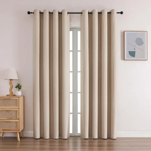 Vista 10 de Cortinas opacas con ojales para dormitorio y sala de estar, juego de 2 paneles con aislamiento térmico para oscurecer la habitación