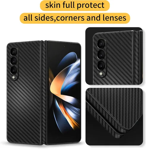 Vista 3 de Para Samsung Galaxy Z Fold 4 Etiqueta engomada del teléfono Envoltura de la piel de fibra de carbono Película de una sola pieza 3M vinilo ultra fino