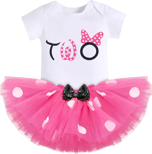 Vista 18 de IMEKIS Conjunto de Ropa de Cumpleaños de Ratón para Bebé Niña 1er 2do Cumpleaños Pelele Romper para Romper Tartas Falda Tutú Conjunto de Lunares