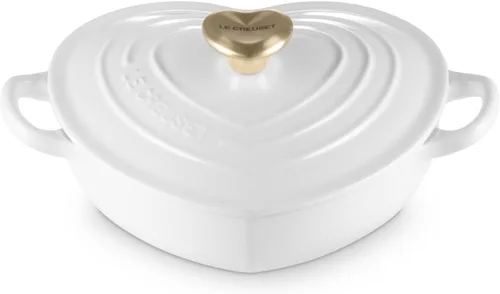 Vista 8 de Le Creuset - Corazón de hierro fundido esmaltado Cocotte, 1.25 cuartos de galón, color cereza Cerise