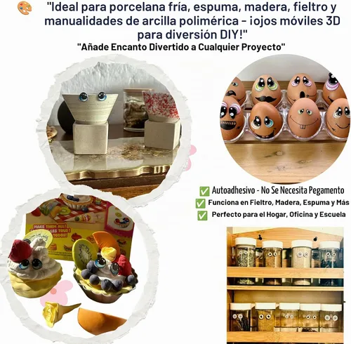 Vista 6 de Googly Eyes - Autoadhesivo de resina 3D azul, 58 unidades, manualidades de muñeca de porcelana fría wiggle eyes, 9 sizes 5-22mm, glossy domed