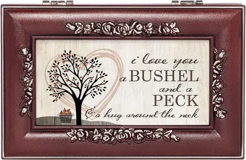 Vista 2 de Cottage Garden Love You Bushel Peck Hug - Caja de música de palisandro pequeña con texto en inglés "You are My Sunshine