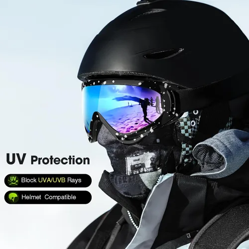 Vista 7 de Braylin Paquete de 2 gafas de esquí de nieve, gafas de snowboard para hombres, mujeres, jóvenes, niños, niños o niñas, gafas de moto de nieve