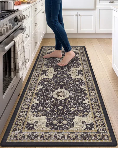 Vista 15 de DEXI Alfombrillas de cocina acolchadas antifatiga, 24 x 87 pulgadas, color Beige claro