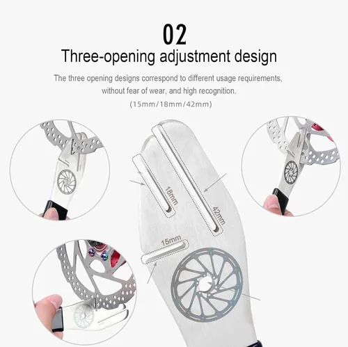 Vista 4 de Rotor Truing Fork Herramienta de alineación de disco de bicicleta Llave de freno de bicicleta, herramienta de alineación de almohadilla de freno