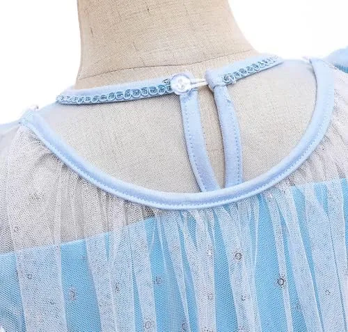 Vista 8 de Vestido de princesa para niñas con perlas elegante disfraz de cumpleaños para niños pequeños guantes corona varita