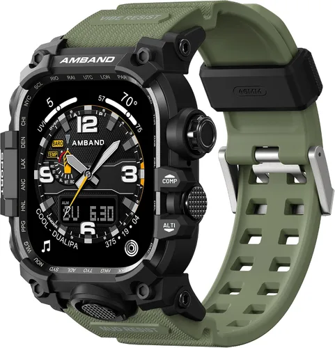 Vista 20 de amBand - Carcasa compatible con Apple Watch SE 3/SE 2/SE/6/5/4 de 1.732 pulgadas, M3 de 1.732 pulgadas, resistente correa táctica, protector