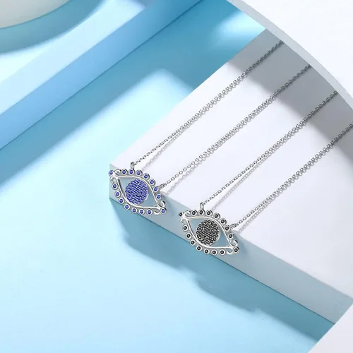 Vista 3 de Joyería con símbolo de protección contra el mal de ojo para mamá, abuela, collar de mal de ojo azul plateado, pulsera de mano con estrella de David