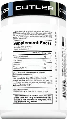 Vista 5 de Cutler Nutrition Fundamentals Creatina Performance en polvo, 30 porciones