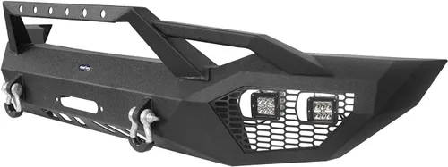 Vista 8 de Tundra parachoques delantero de ancho completo con aro y anillos en D y 4 focos LED de 18 W y placa deslizante para camionetas Toyota Tundra