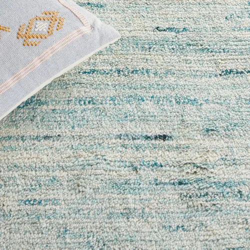 Vista 5 de SAFAVIEH Casablanca Shag Collection - Alfombra decorativa, 2 pies 3 pulgadas x 5 pies, turquesa y marfil, lana maciza hecha a mano, ideal para sala