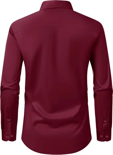 Vista 26 de Alimens & Gentle Camisas de vestir para hombre, manga larga, elásticas, sin arrugas, con botones