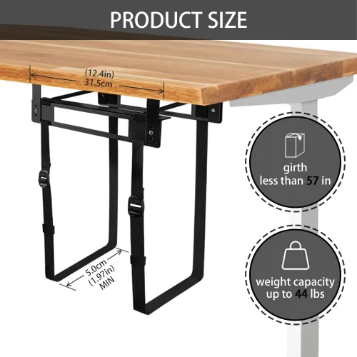 Vista 4 de Soporte de PC para debajo del escritorio con esponja antiarañazos, soporte ajustable para CPU para torre de computadora (negro, fijo)