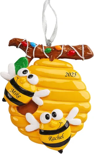Vista 6 de Adorno de Navidad personalizado para parejas, regalo personalizado para parejas, recién casados, parejas casadas y comprometidas, decoración grabada