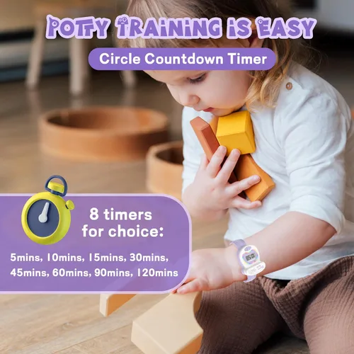Vista 2 de Reloj para niños y niñas, temporizador para ir al baño y luces LED coloridas, música recuerda a los niños que es hora de ir al baño, regalo