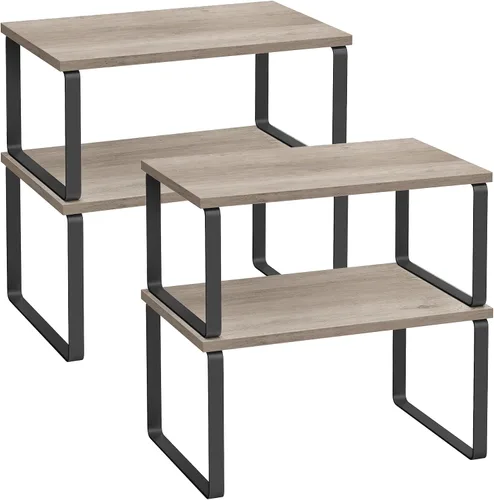Vista 16 de SONGMICS Estante organizador de gabinete, juego de 4 estantes de encimera de cocina, almacenamiento de cocina, estante de especias, apilable