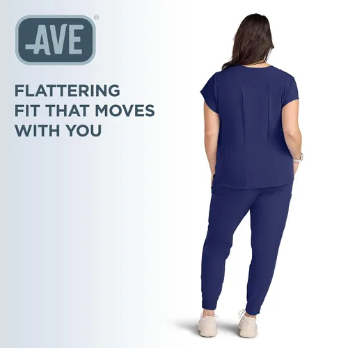 Vista 5 de ave. Monroe - Camiseta médica para mujer, de gran tamaño, cuello en V, tela elástica en 4 direcciones, cómoda, de fácil cuidado, resistente a