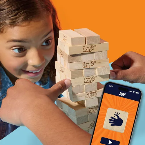 Vista 9 de Juego oficial de Jenga de Hasbro Games Dado digital para 6 formas más de jugar Juego original de bloques de madera Torre de apilamiento