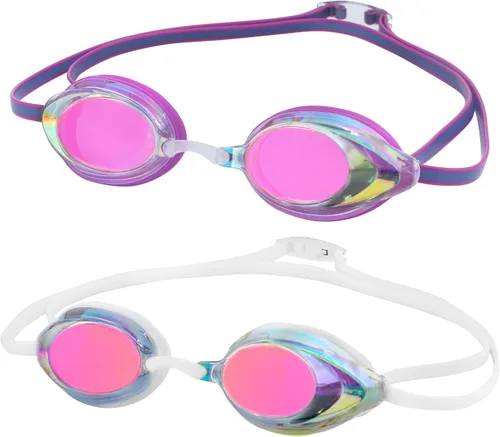 Vista 7 de Gafas de natación, paquete de 2 gafas de natación antivaho con protección UV sin fugas para adultos, hombres, mujeres, jóvenes