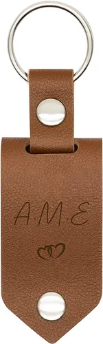Vista 2 de Llavero de cuero personalizado grabado para hombres, papá, marido, novio, llavero de cuero con mensaje oculto