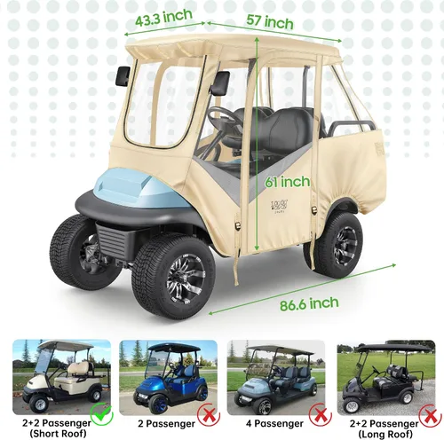 Vista 7 de 10L0L Carcasa para carrito de golf para 4 pasajeros para Club Car Precedent de 57 pulgadas, cubierta de lluvia transparente impermeable 600D