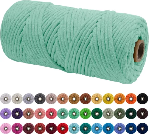 Vista 174 de JeogYong Cordón de macramé de un solo hilo 3 mm x 109 yardas (328 pies) Cuerda de algodón suave Hilo de macramé de 3 mm, suministros de macramé
