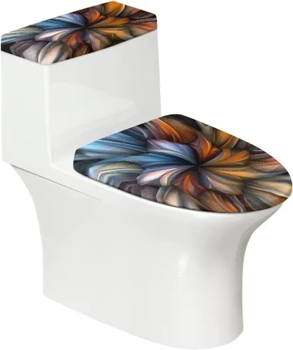 Vista 19 de Flashideas Juego de cubierta para tanque y tapa de inodoro con estampados de patas de perro coloridas - Elástico, se adapta a la mayoría de tanques