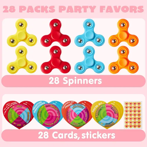 Vista 2 de JOYIN 28 unidades de juguete antiestrés con tarjetas de regalo, juguete de dedo con spinner para niños, juguete de favor de fiesta para intercambio