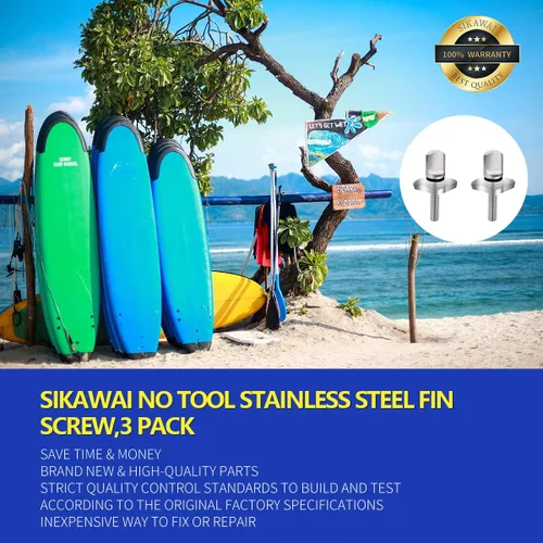 Vista 7 de Tornillo de aleta de acero inoxidable 316, sin herramienta, compatible con longboard y S-UP accesorios de surf, paquete de 2